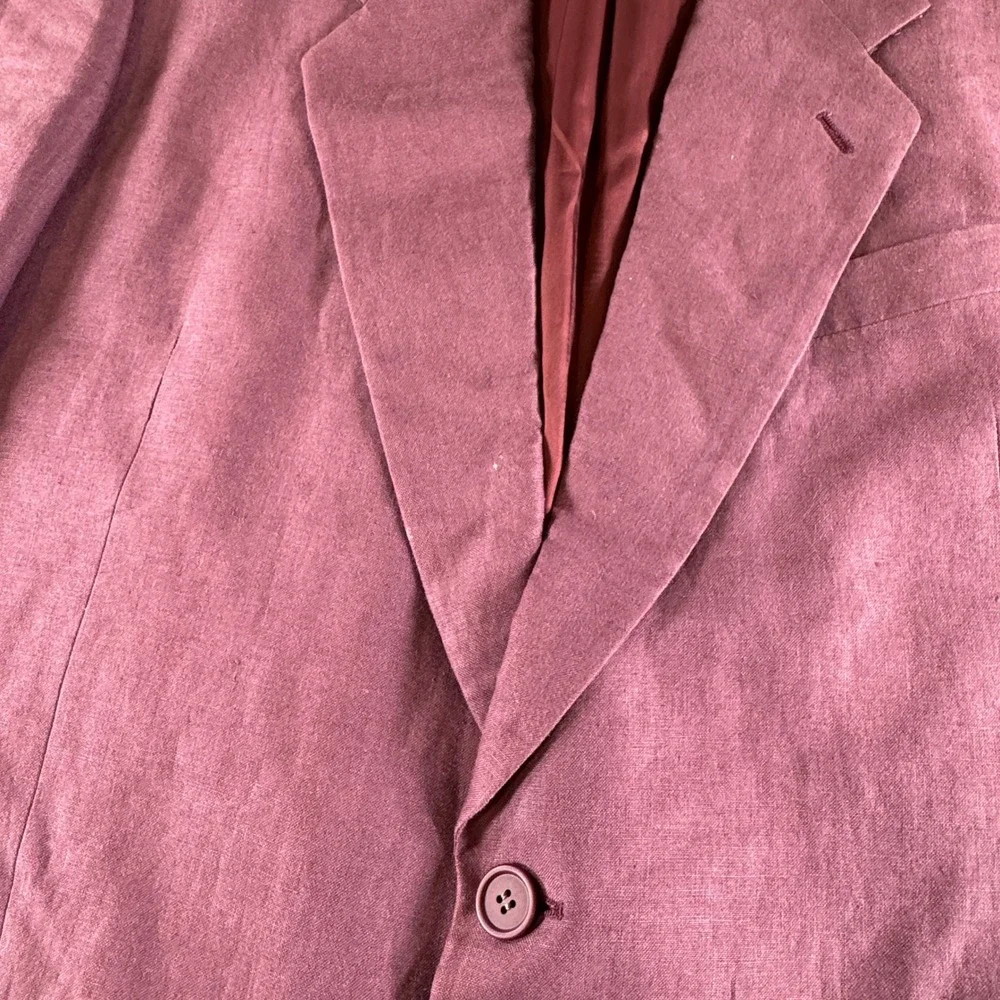 Giorgio Armani Blazer Mens 44 Burgundy Red Linen Sport Coat Made in Italy READ